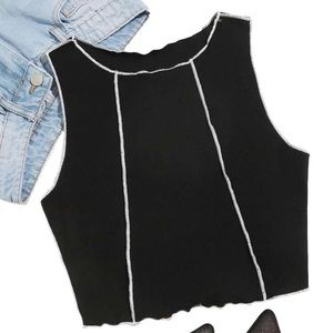 Black Stitched Crop Top 🖤